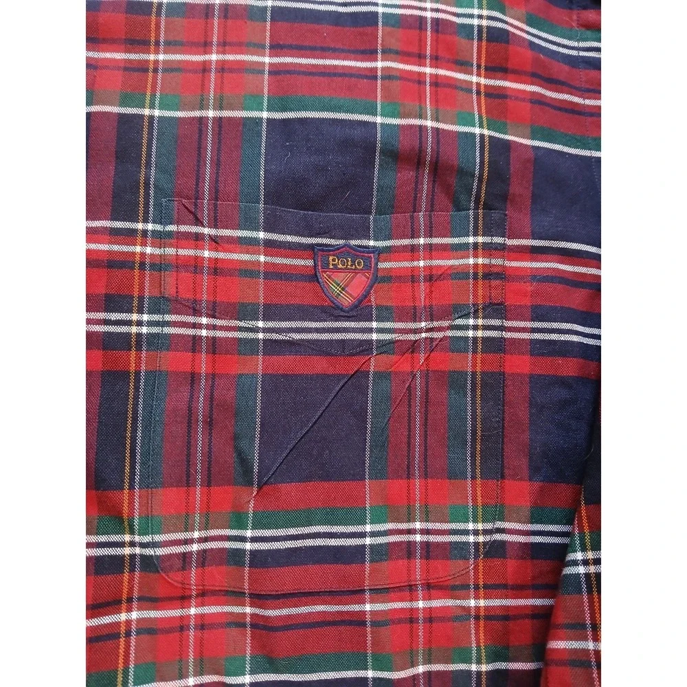 Polo Ralph‎ Lauren The Big Shirt MENS LARGE Button Up red Plaid